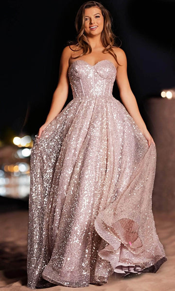 Off-the-Shoulder Glitter Quince Ball Gown - PromGirl